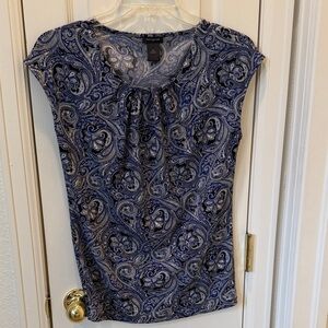 Ann Taylor Blue and White Paisley Blouse